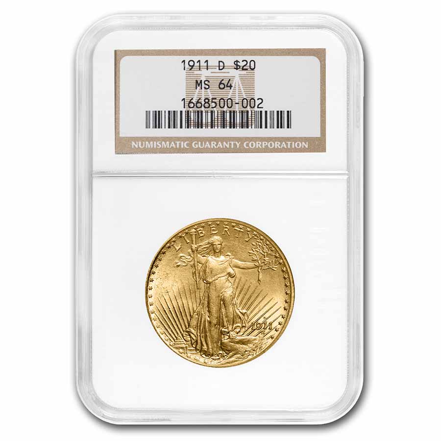 Buy 1911-D $20 Saint-Gaudens Gold Double Eagle MS-64 NGC