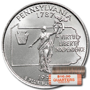 Buy 1999-D Pennsylvania Statehood Quarter 40-Coin Roll BU