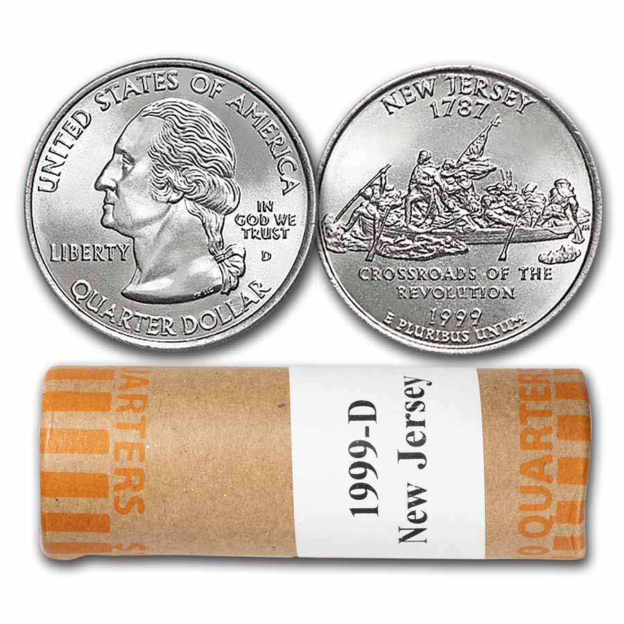 Buy 1999-D New Jersey Statehood Quarter 40-Coin Roll BU