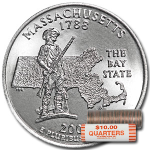 Buy 2000-D Massachusetts Statehood Quarter 40-Coin Roll BU