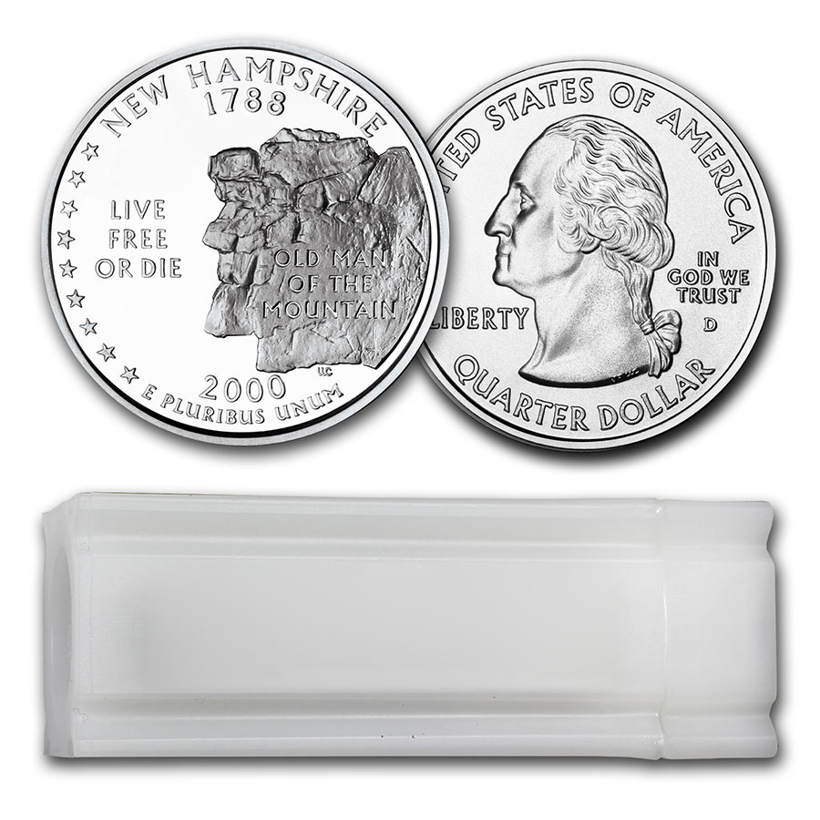 Buy 2000-D New Hampshire Statehood Quarter 40-Coin Roll BU