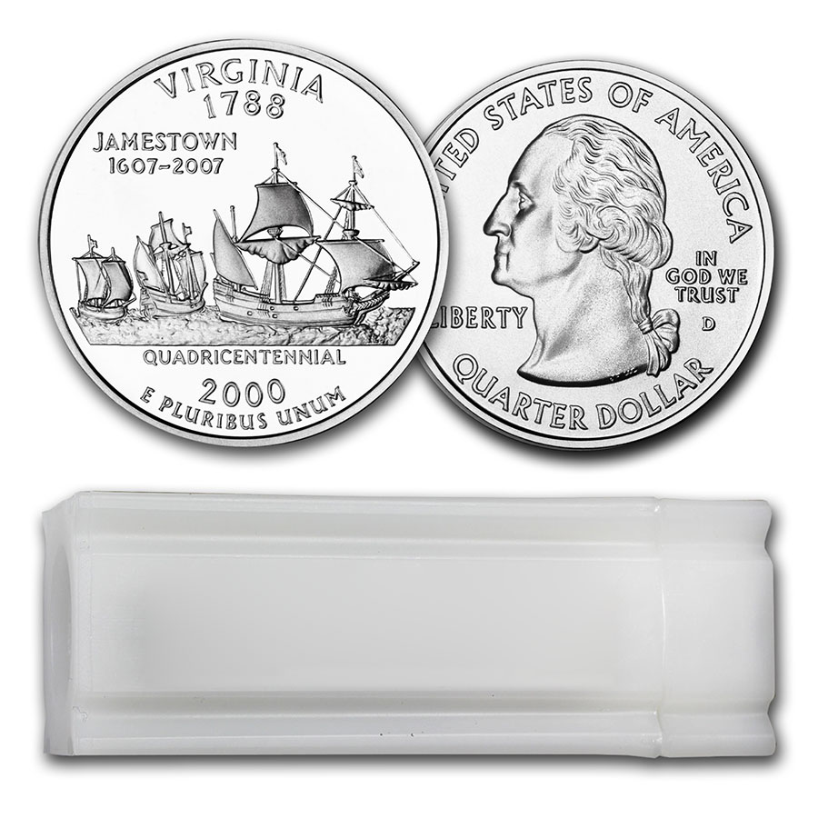 Buy 2000-D Virginia Statehood Quarter 40-Coin Roll BU