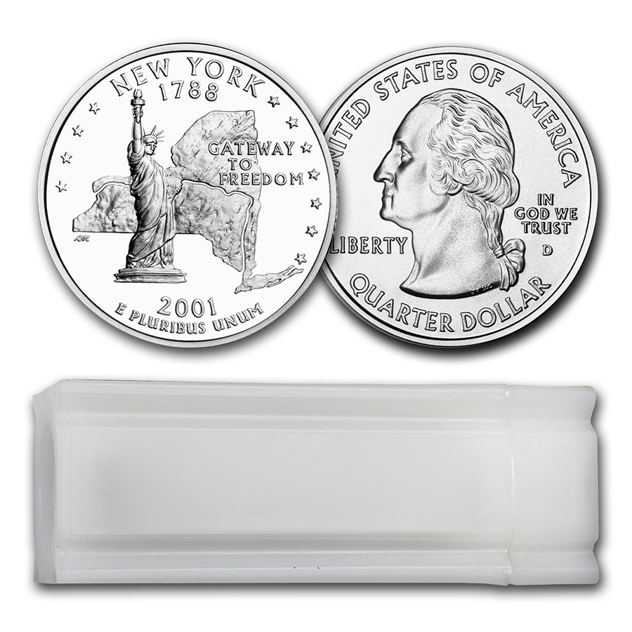 Buy 2001-D New York Statehood Quarter 40-Coin Roll BU