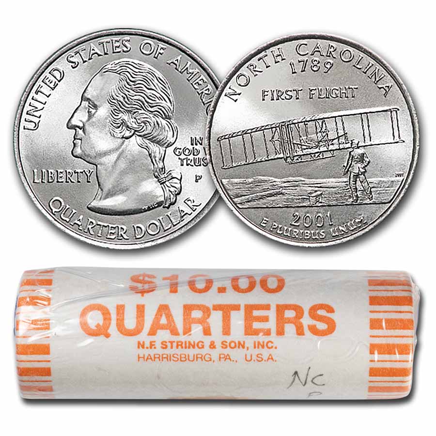 Buy 2001-P North Carolina Statehood Quarter 40-Coin Roll BU