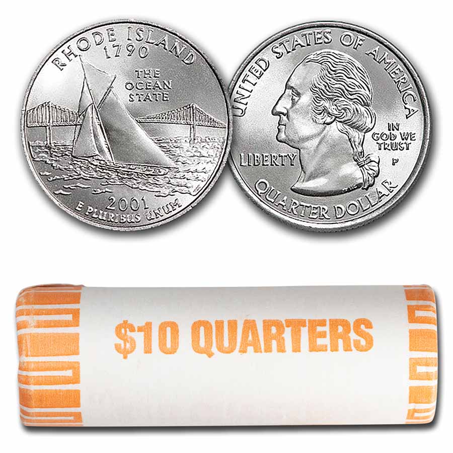Buy 2001-P Rhode Island Statehood Quarter 40-Coin Roll BU