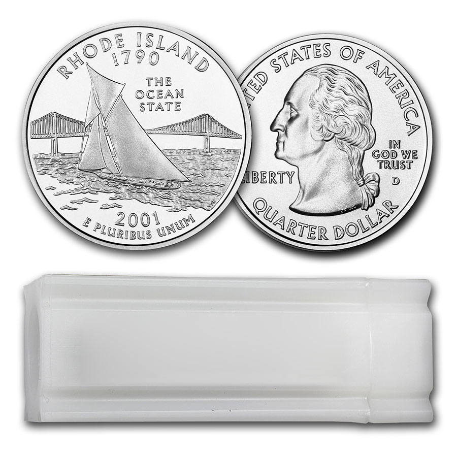 Buy 2001-D Rhode Island Statehood Quarter 40-Coin Roll BU