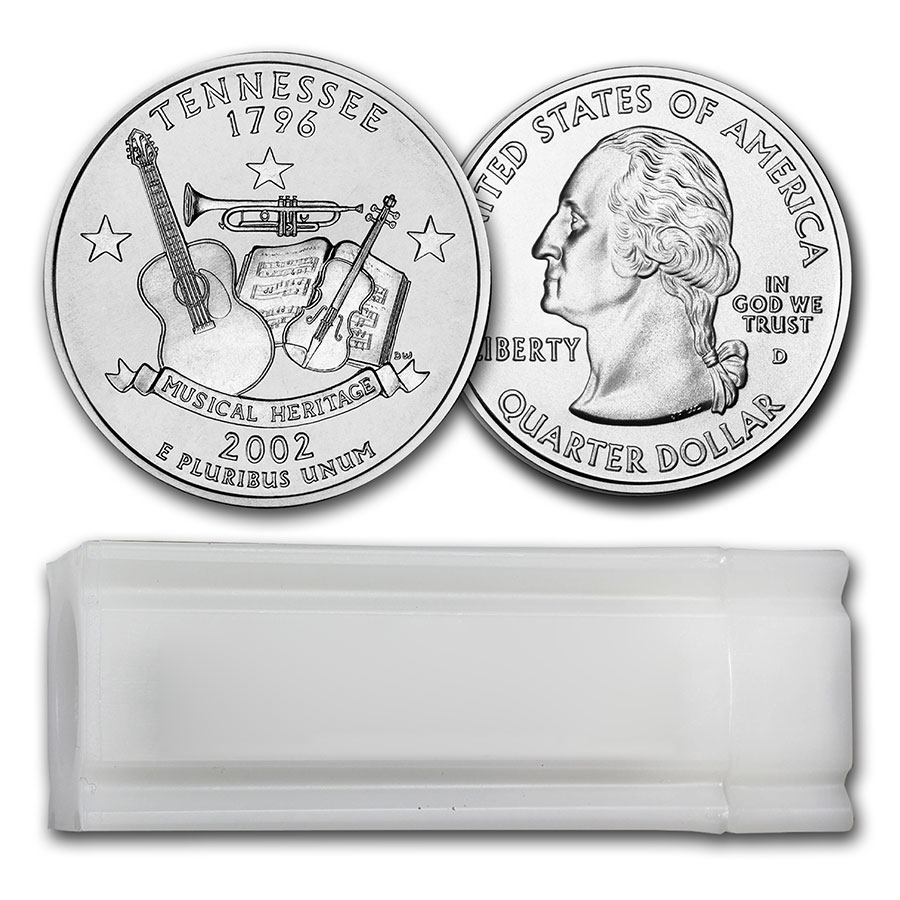 Buy 2002-D Tennessee Statehood Quarter 40-Coin Roll BU
