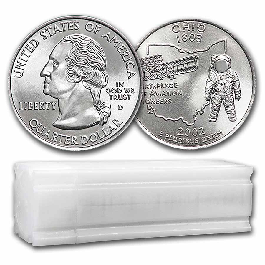 Buy 2002-D Ohio Statehood Quarter 40-Coin Roll BU