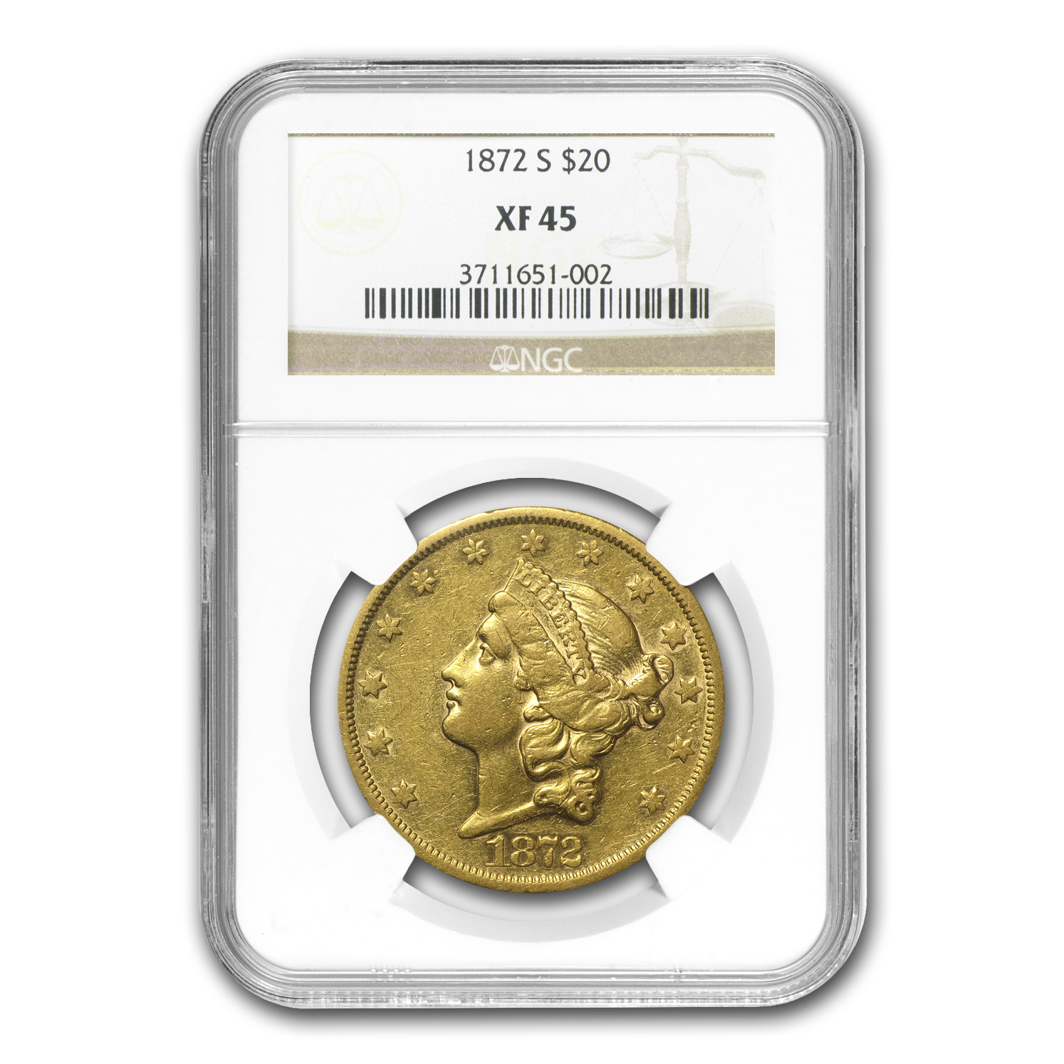 Buy 1872-S $20 Liberty Gold Double Eagle XF-45 NGC