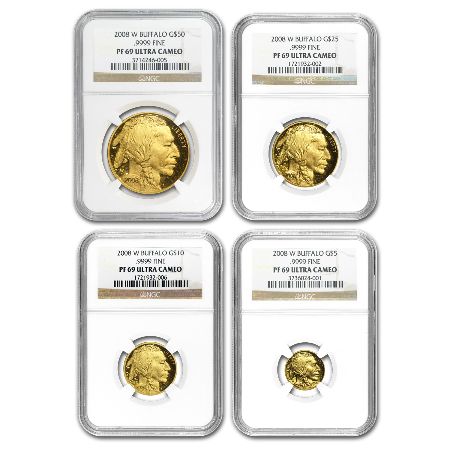 Buy 2008-W 4-Coin Proof Gold Buffalo Set PF-69 NGC