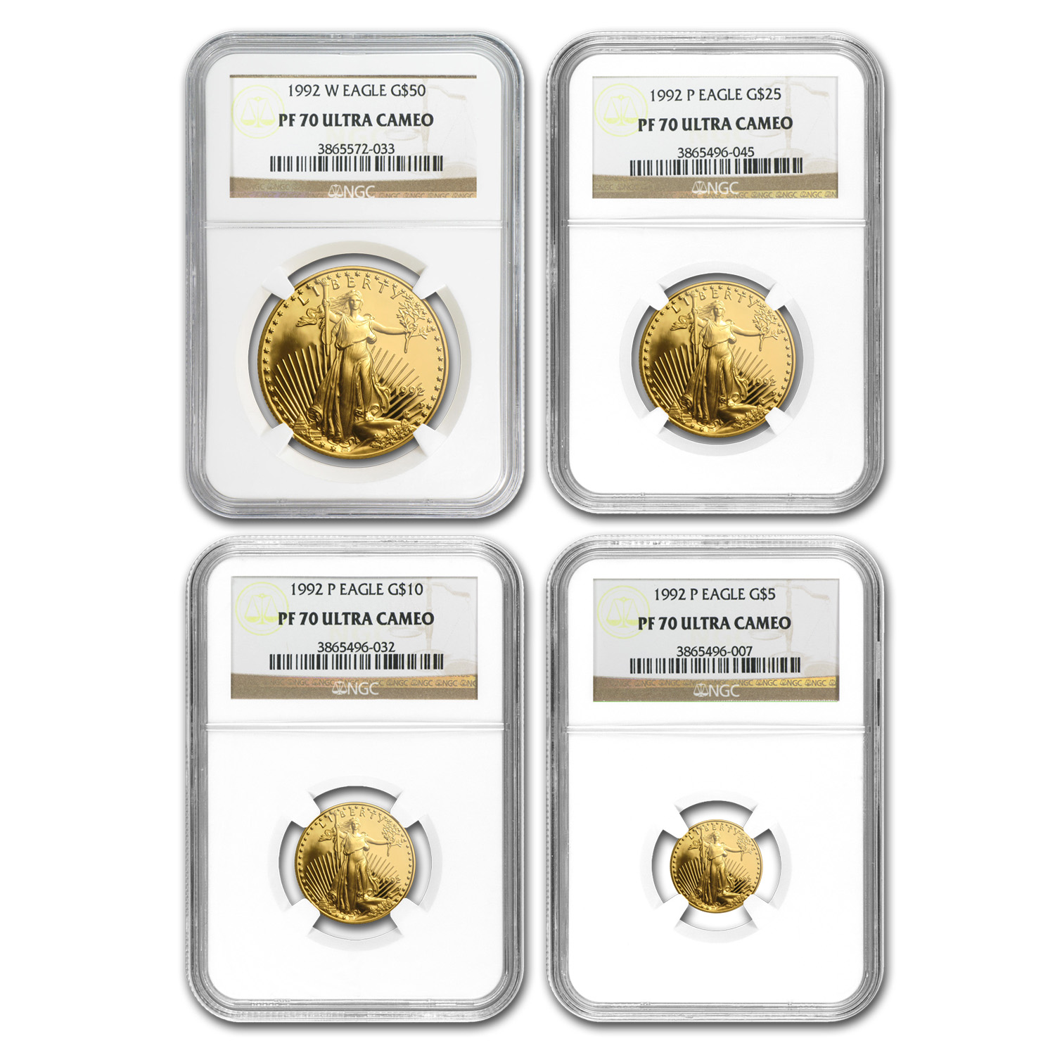 Buy 1992 4-Coin Proof American Gold Eagle Set PF-70 NGC