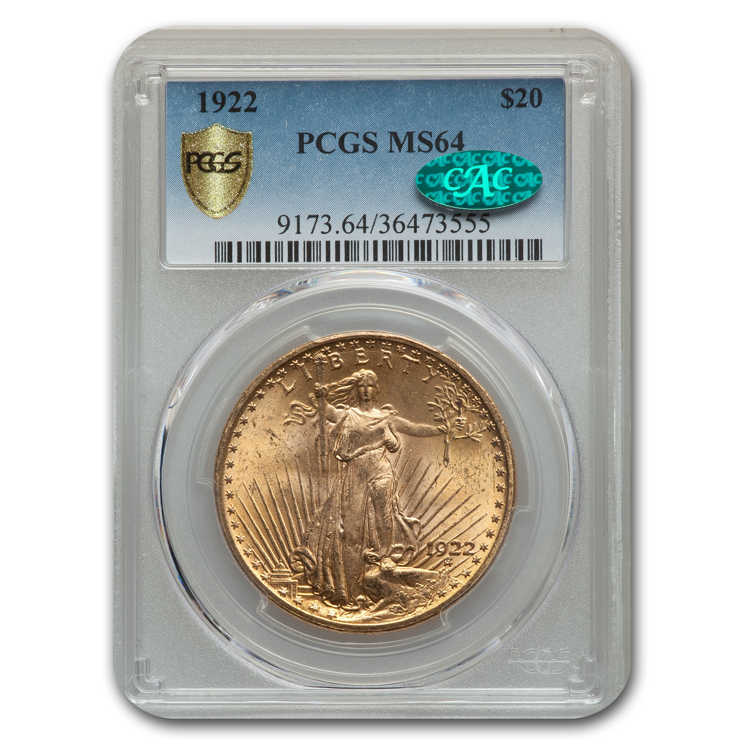 Buy 1922 $20 Saint-Gaudens Gold Double Eagle MS-64 PCGS CAC