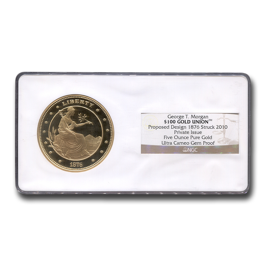 Buy 5 oz Gold Round - $100 Gold Union George T. Morgan Gem Proof NGC