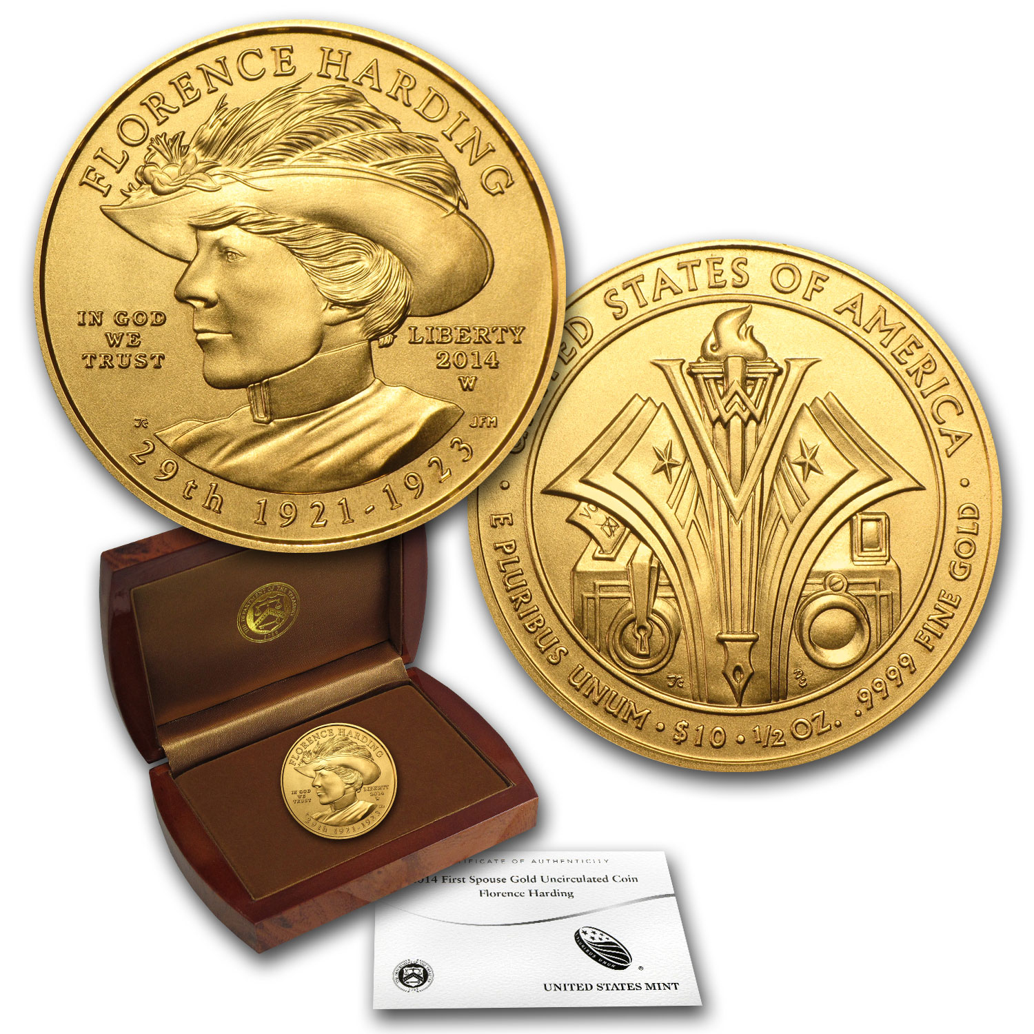 Buy 2014-W 1/2 oz Gold Florence Harding BU (w/Box & COA)