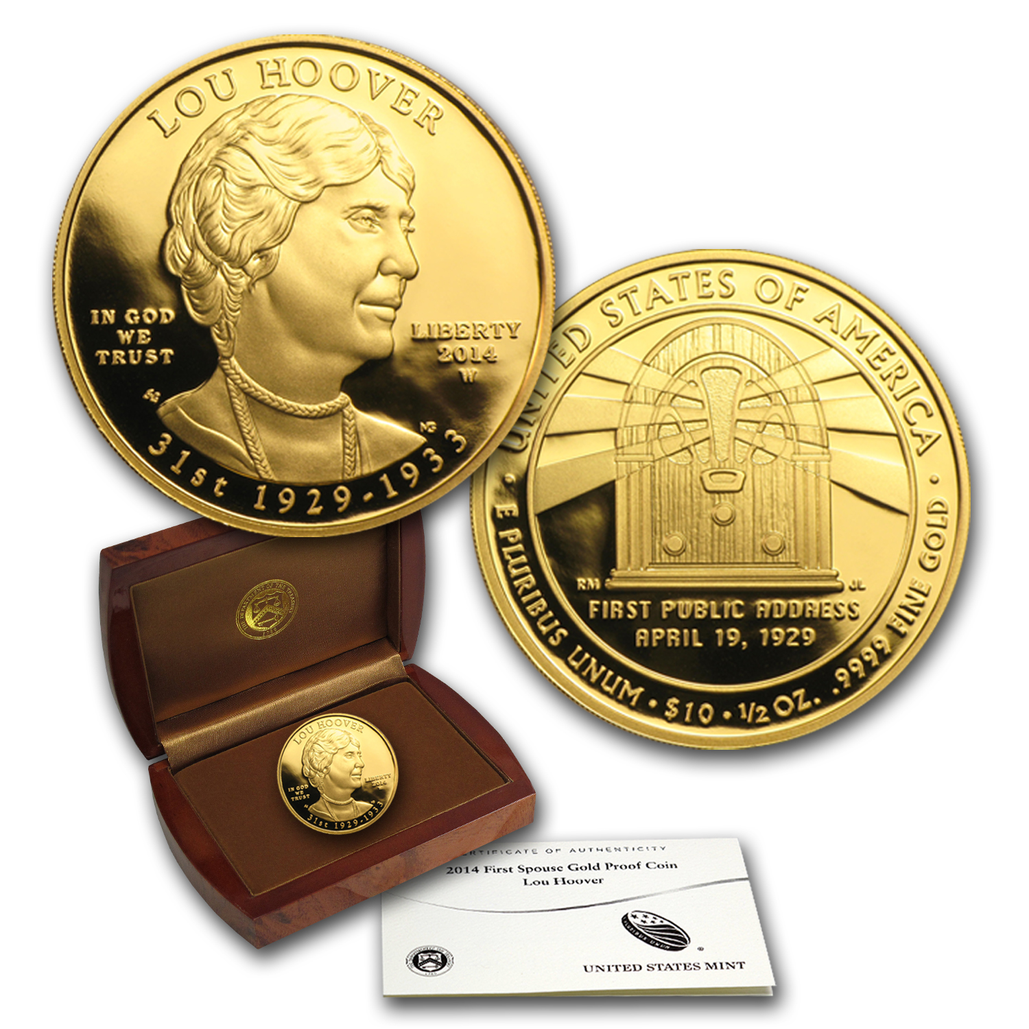 Buy 2014-W 1/2 oz Proof Gold Lou Hoover (w/Box & COA)