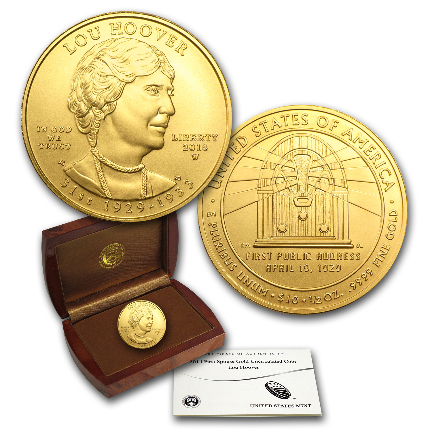 Buy 2014-W 1/2 oz Gold Lou Hoover BU (w/Box & COA)