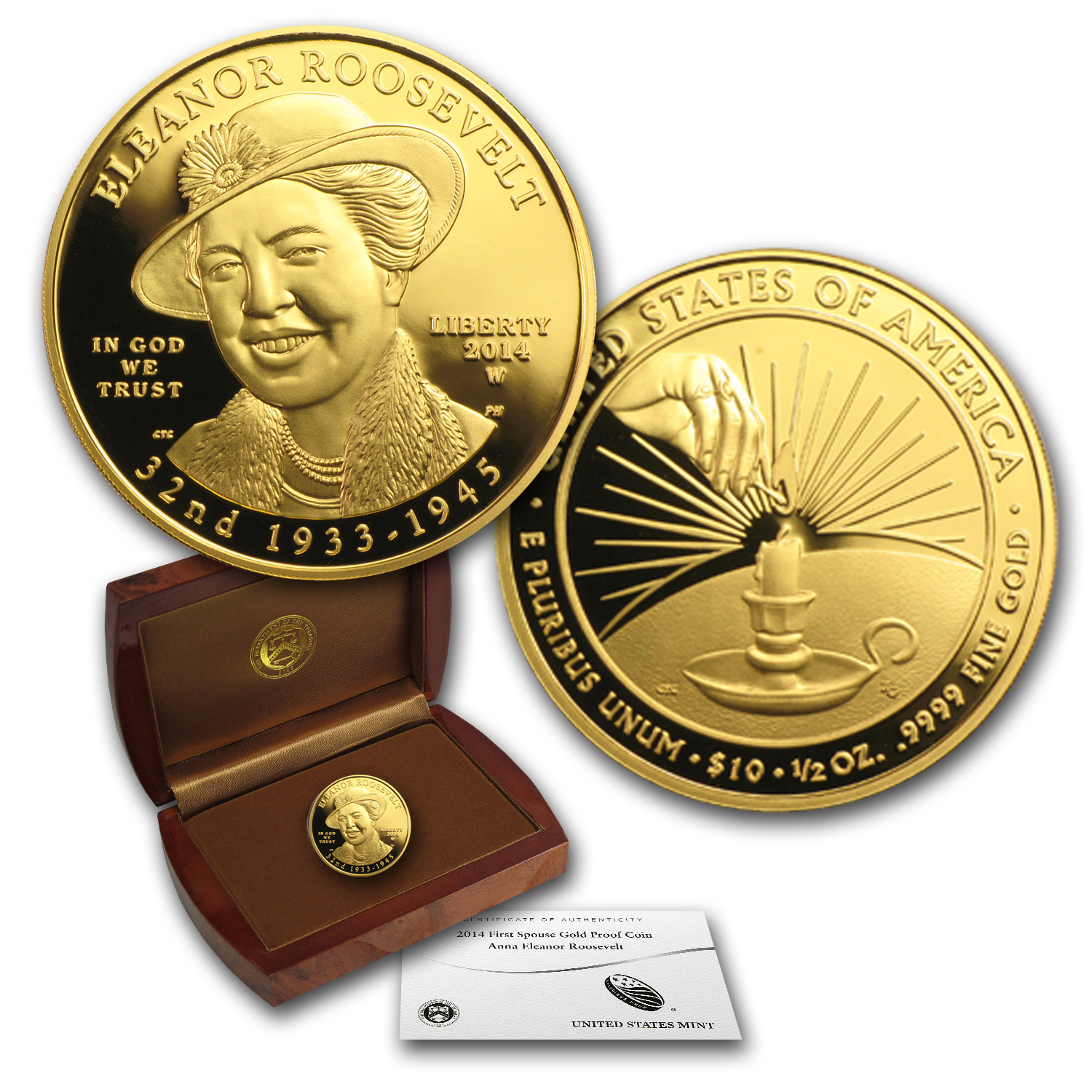 Buy 2014-W 1/2 oz Proof Gold Eleanor Roosevelt (w/Box & COA) - Click Image to Close
