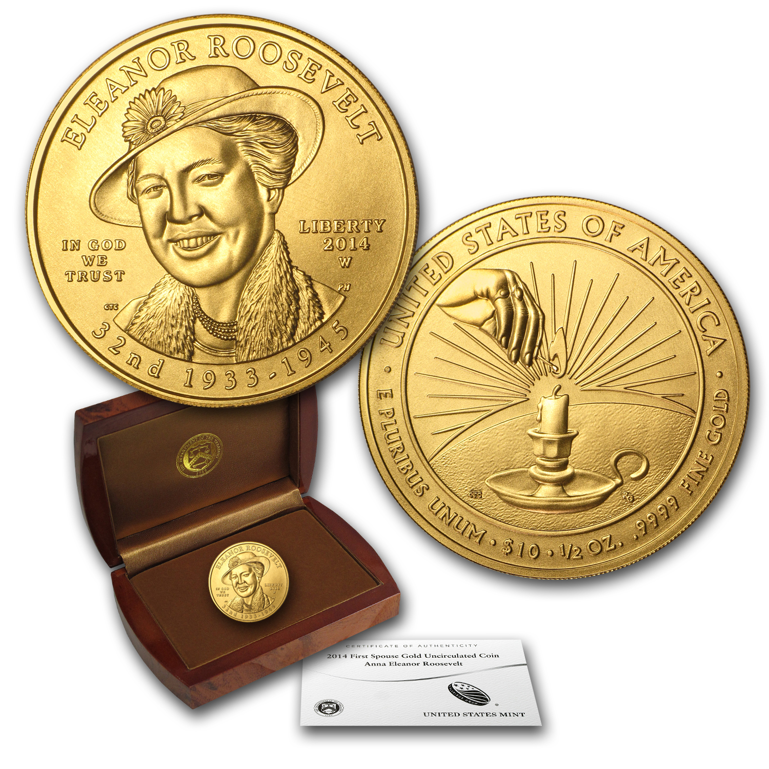 Buy 2014-W 1/2 oz Gold Eleanor Roosevelt BU (w/Box & COA)