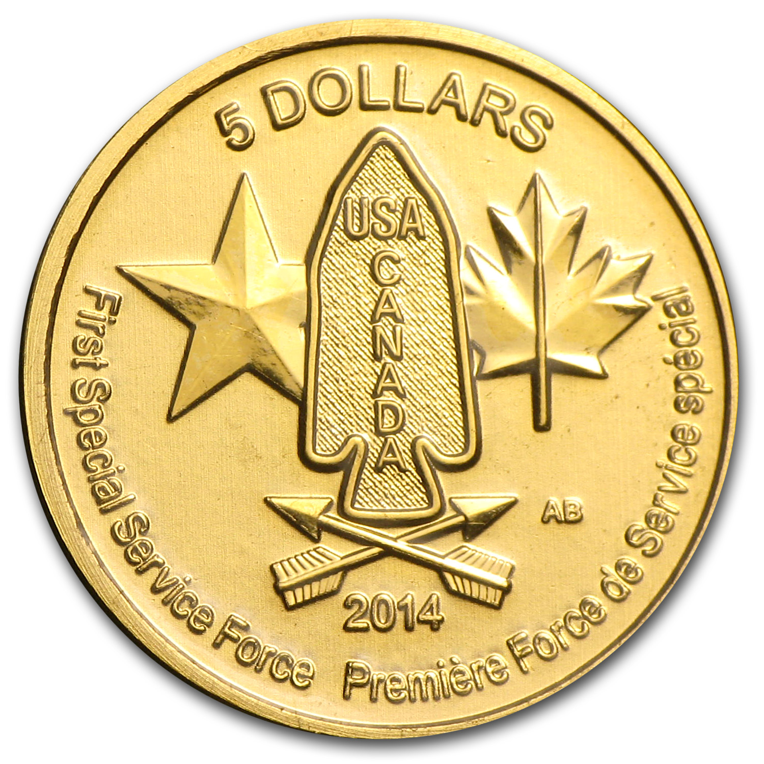 Buy 2014 Canada 1/10 oz Gold $5 Special Service Force BU - Click Image to Close