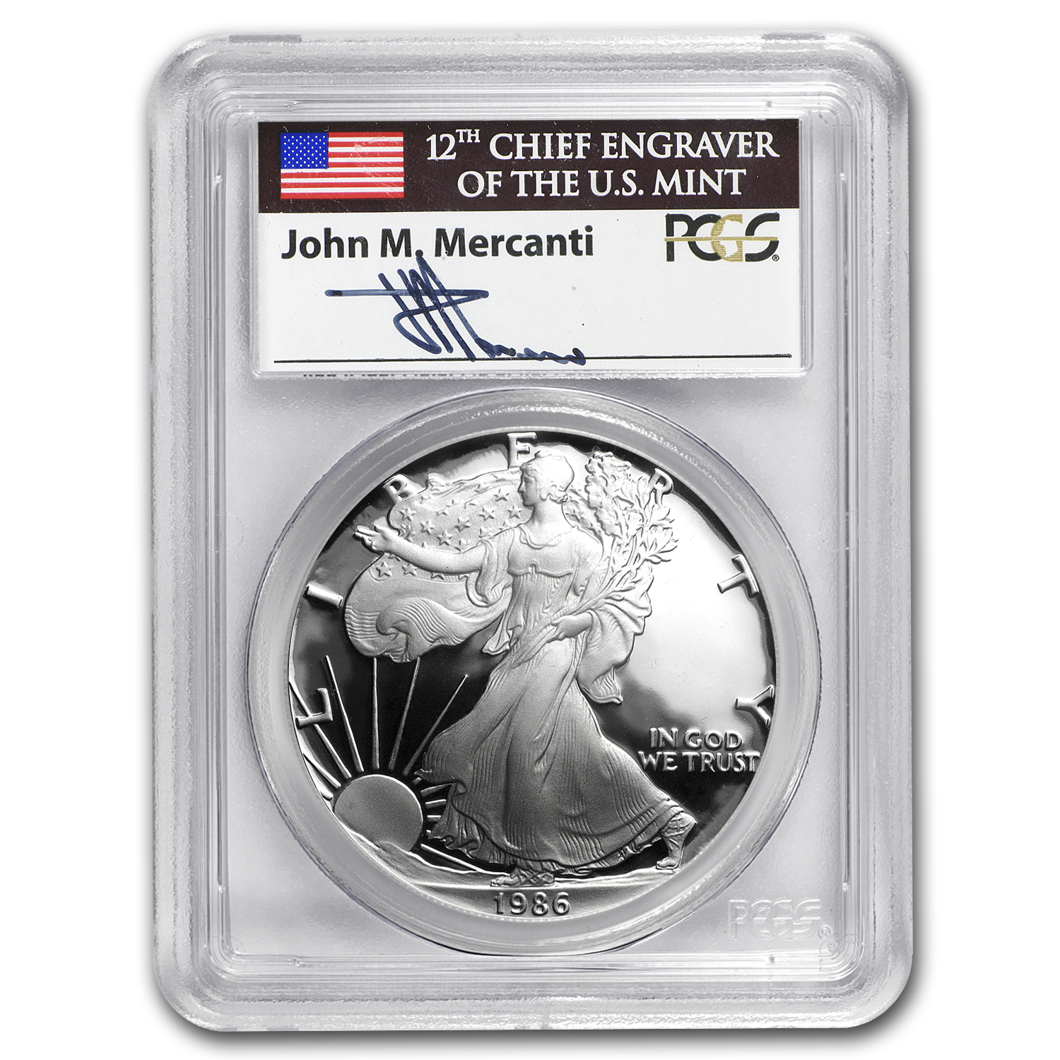 Buy 1986-S Proof American Silver Eagle PR-70 PCGS (John Mercanti)