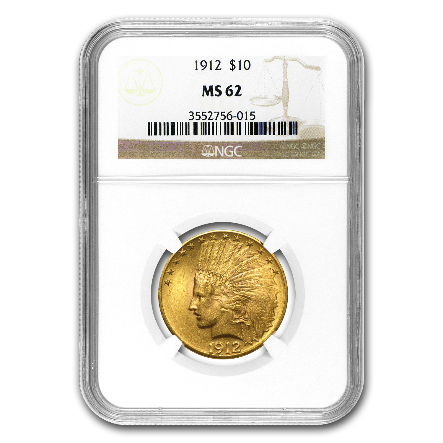 Buy 1912 $10 Indian Gold Eagle MS-62 NGC