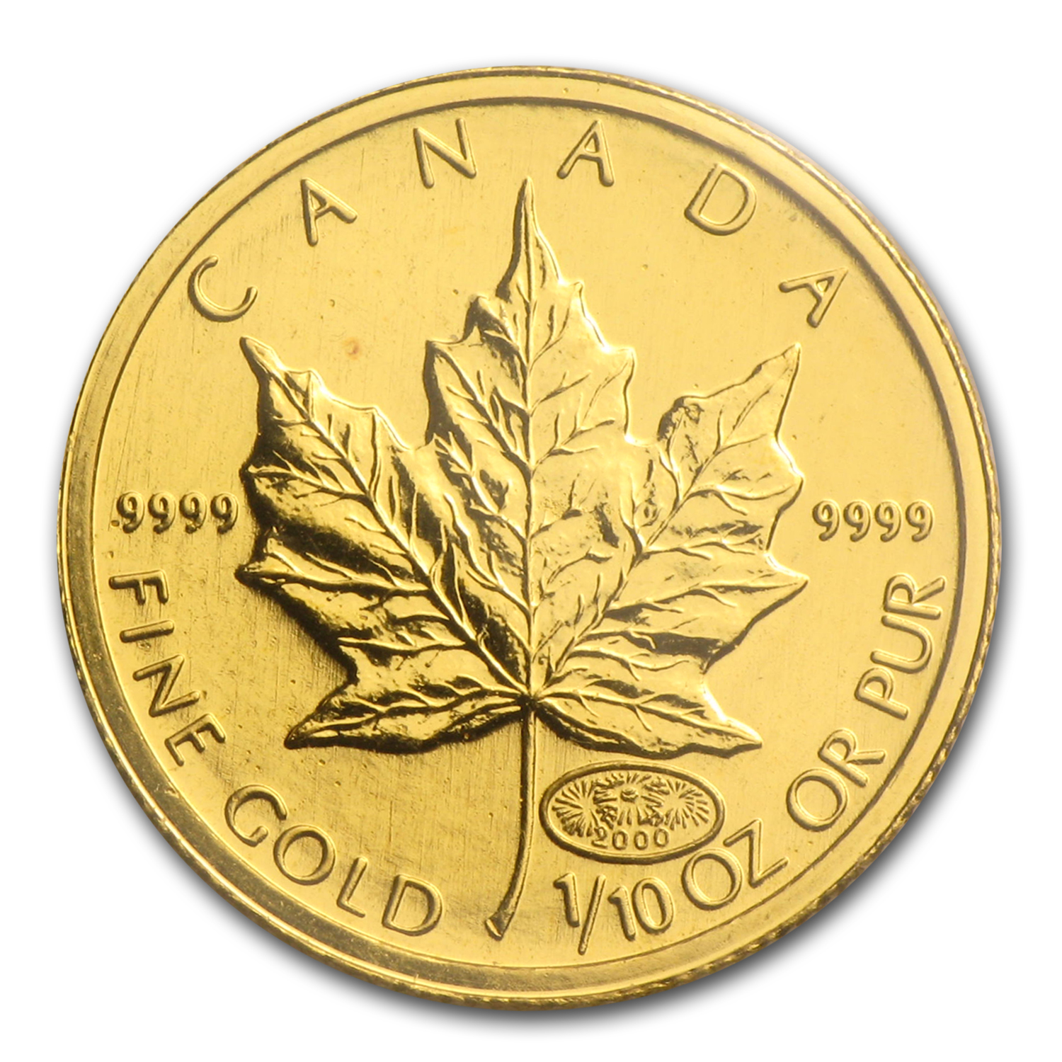 Buy 2000 Canada 1/10 oz Gold Maple Leaf BU (Oval 2000 Privy Mark) - Click Image to Close
