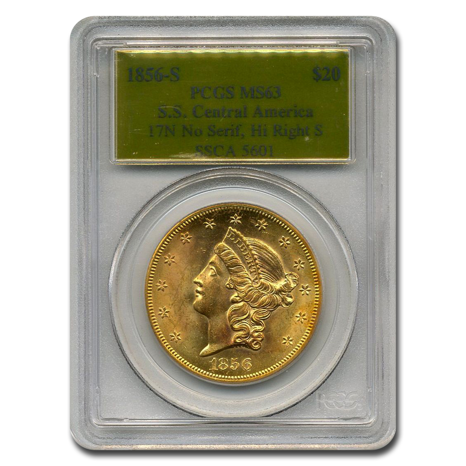 Buy 1856-S $20 Liberty Gold Double Eagle MS-63 PCGS (Central America) - Click Image to Close