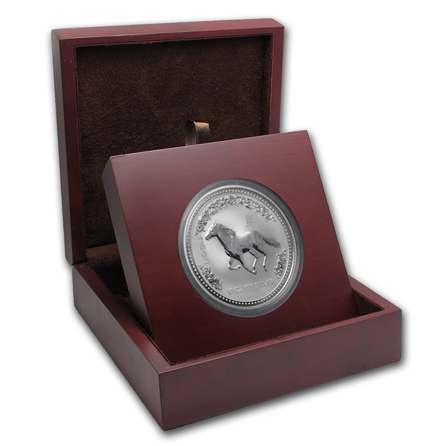 Buy APMEX Wood Gift Box - 10 oz Perth Mint Silver Coin Series 1 & 3 - Click Image to Close