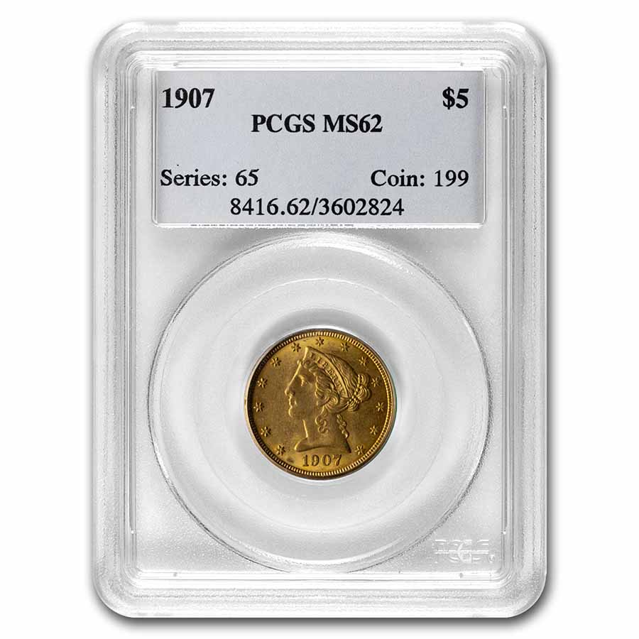 Buy 1907 $5 Liberty Gold Half Eagle MS-62 PCGS