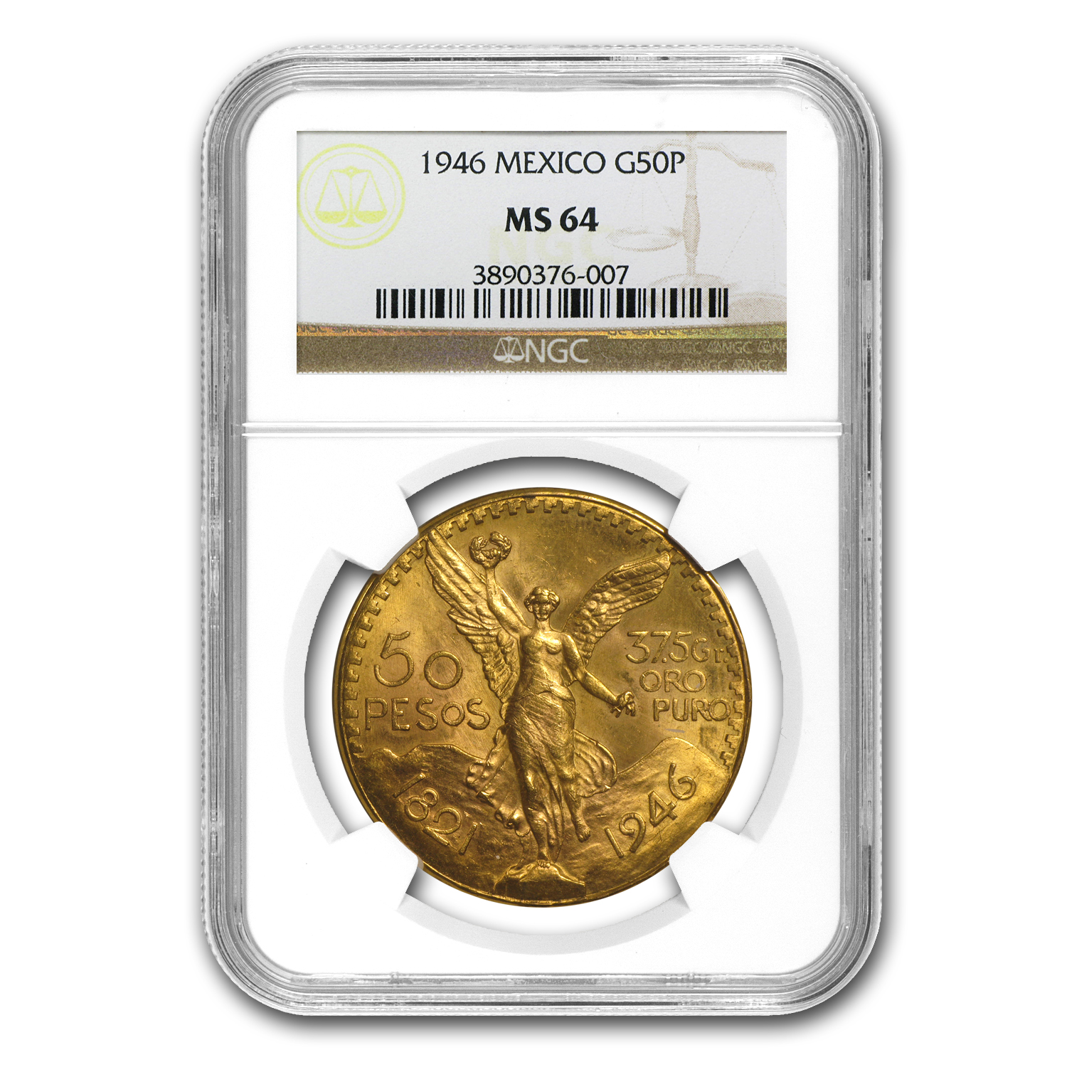 Buy 1946 Mexico Gold 50 Pesos MS-64 NGC - Click Image to Close
