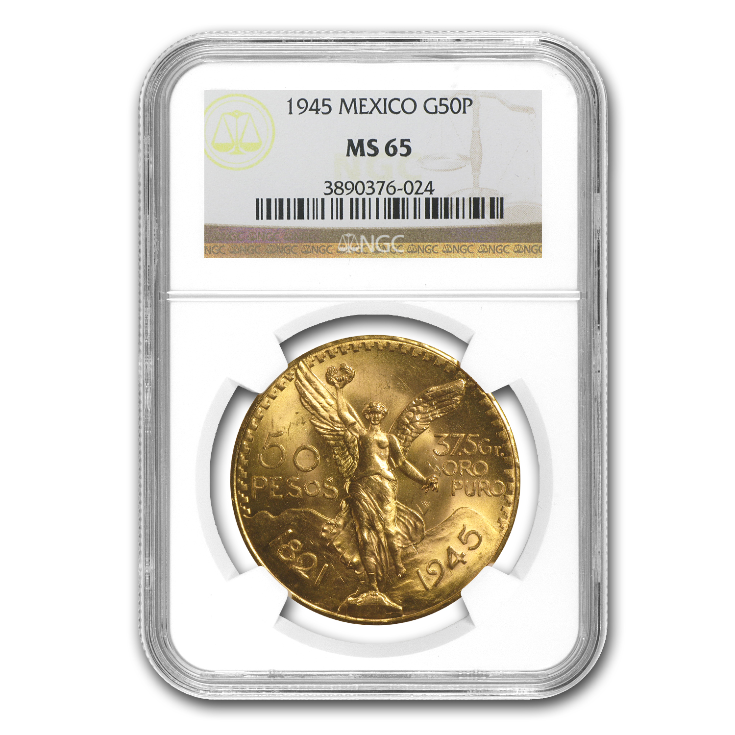 Buy 1945 Mexico Gold 50 Pesos MS-65 NGC - Click Image to Close