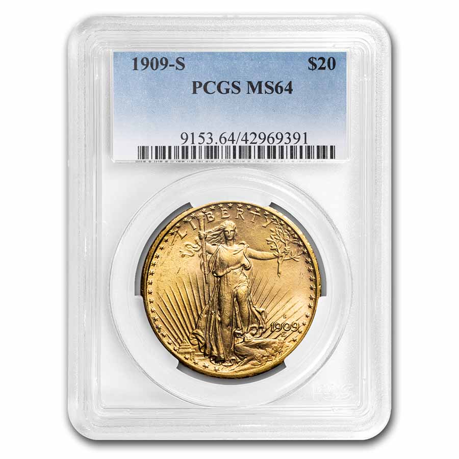 Buy 1909-S $20 Saint-Gaudens Gold Double Eagle MS-64 PCGS