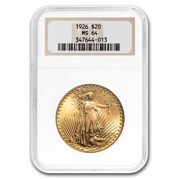 Buy 1926 $20 Saint-Gaudens Gold Double Eagle MS-64 NGC