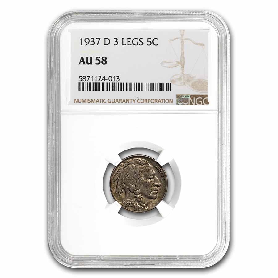 Buy 1937-D 3 Legged Buffalo Nickel AU-58 NGC