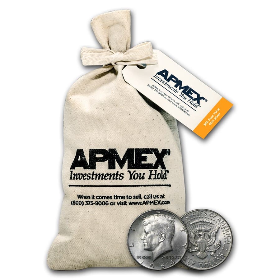 Buy 90% Silver Kennedy Half Dollars $50 Face Value Bag (1964)