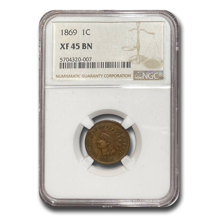 Buy 1869 Indian Head Cent XF-45 NGC (Brown)