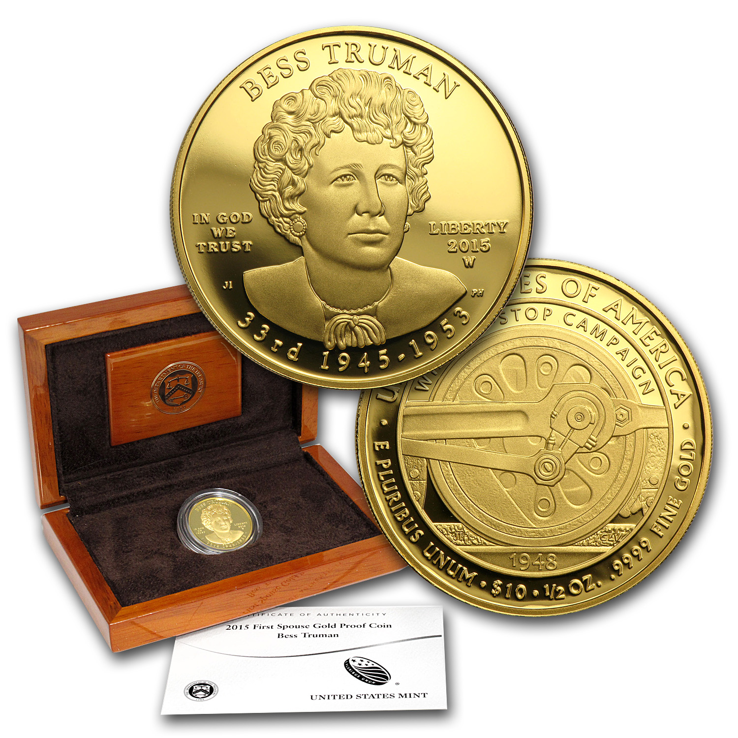 Buy 2015-W 1/2 oz Proof Gold Bess Truman (w/Box & COA)