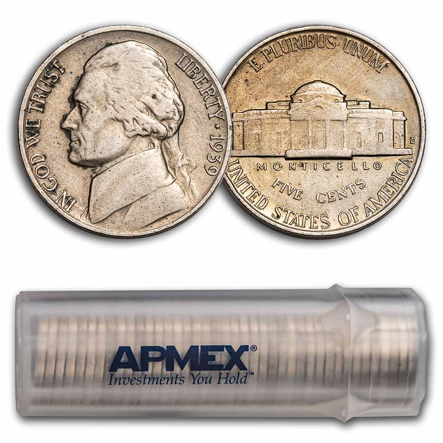 Buy 1939-D Jefferson Nickel 40-Coin Roll Avg Circ