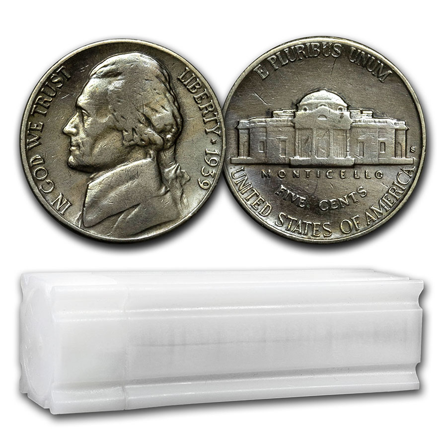 Buy 1939-S Jefferson Nickel 40-Coin Roll Avg Circ