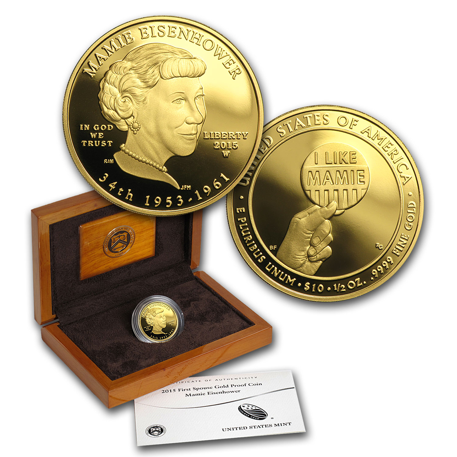Buy 2015-W 1/2 oz Proof Gold Mamie Eisenhower (w/Box & COA)