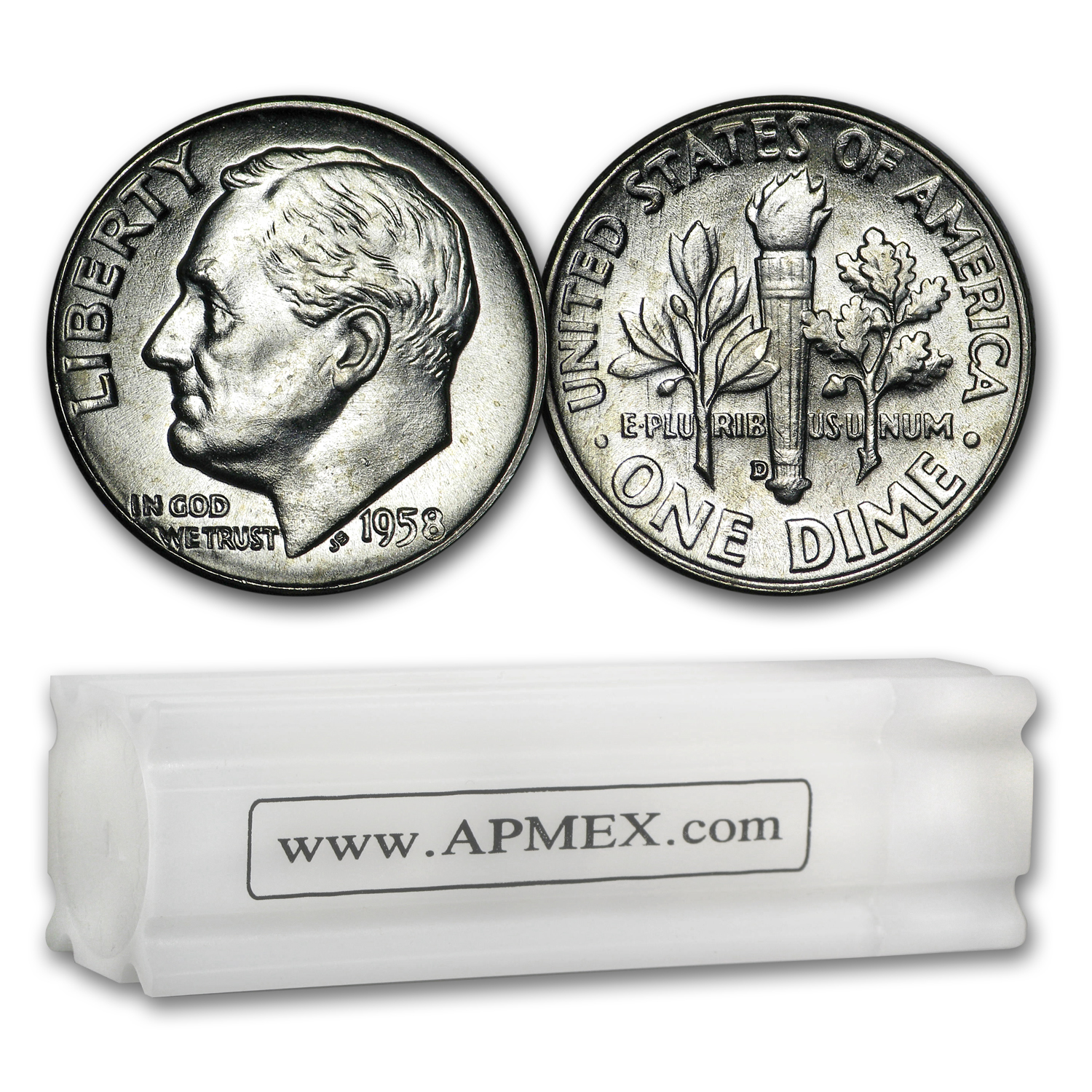 Buy 1958-D Roosevelt Dime 50-Coin Roll BU