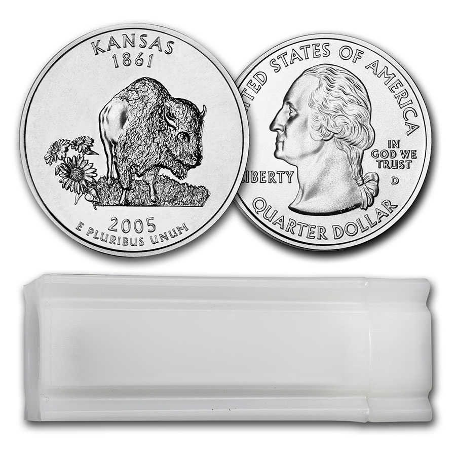Buy 2005-D Kansas Statehood Quarter 40-Coin Roll BU