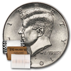 Buy 2001-P Kennedy Half Dollar 20-Coin Roll BU