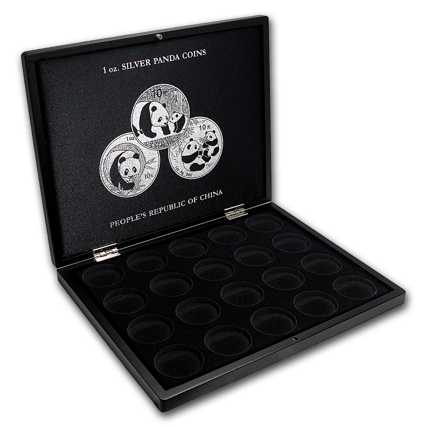 Buy 1 oz Chinese Silver Panda 20-Piece Black Presentation Box