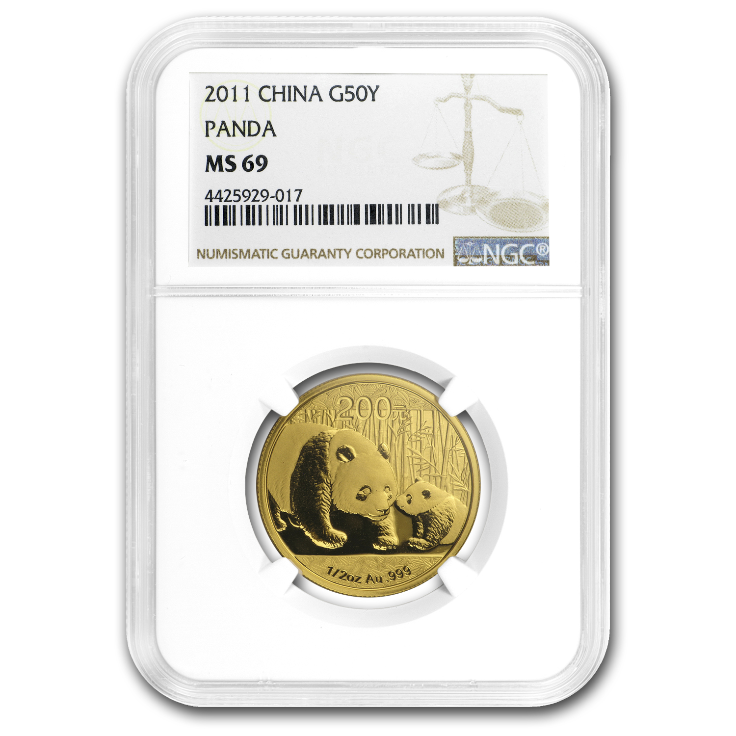 Buy 2011 China 1/2 oz Gold Panda MS-69 NGC