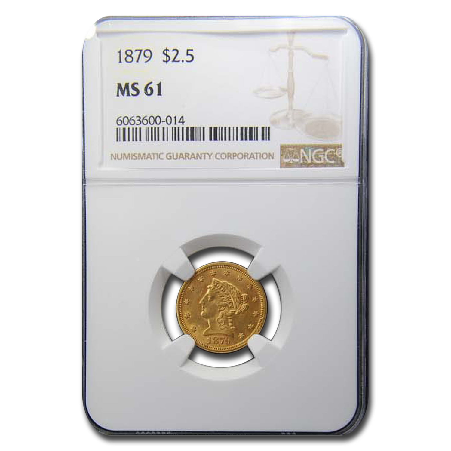Buy 1879 $2.50 Liberty Gold Quarter Eagle MS-61 NGC