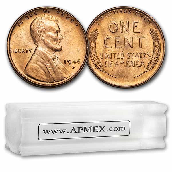 Buy 1946-S Lincoln Cent 50-Coin Roll BU