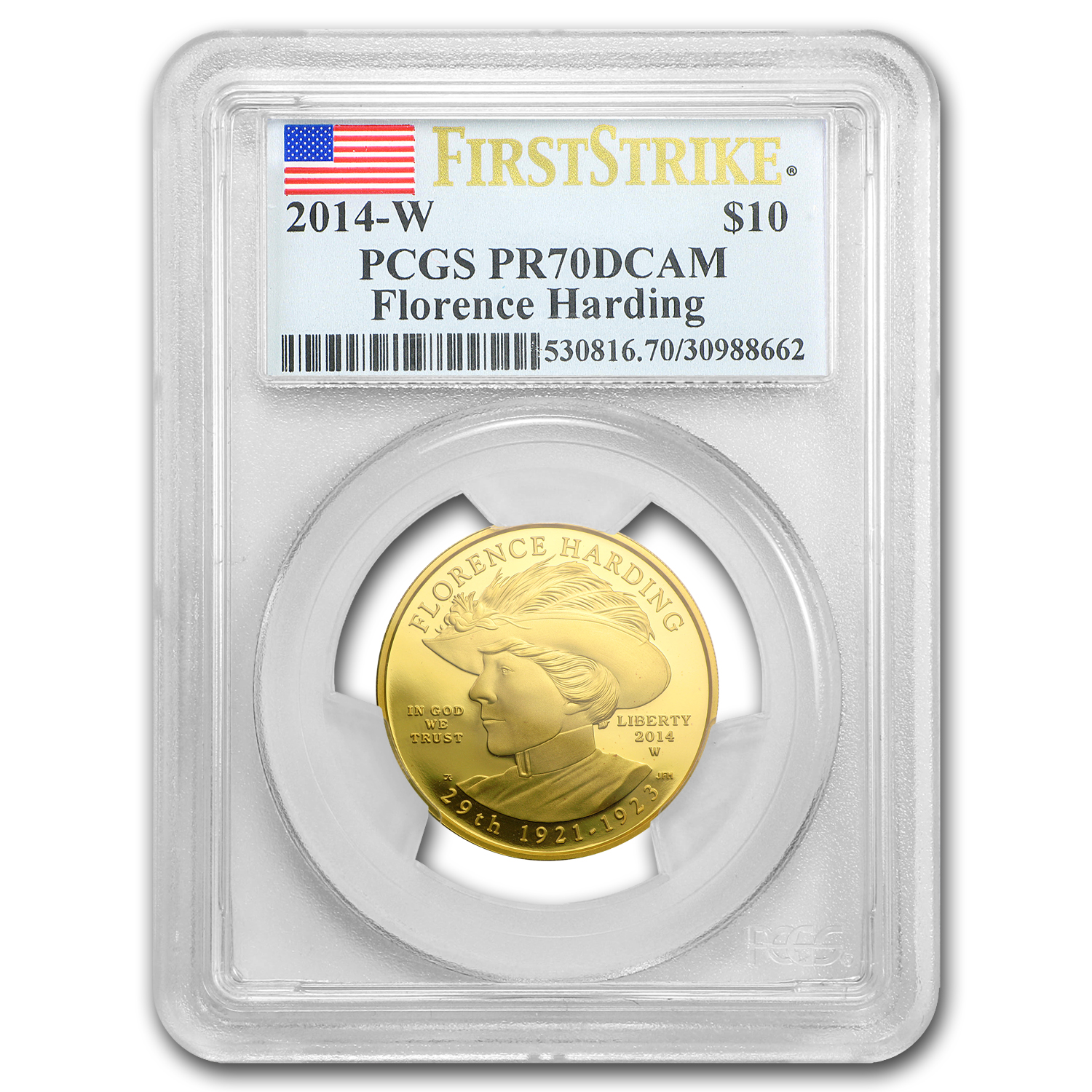 Buy 2014-W 1/2 oz Proof Gold Florence Harding PR-70 PCGS (FS)