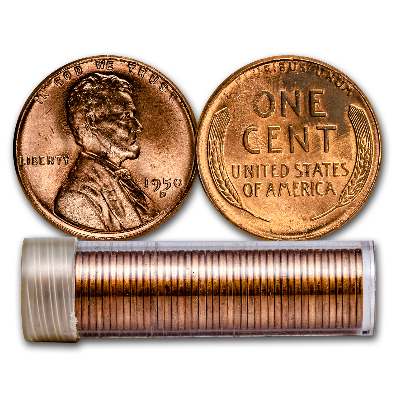 Buy 1950-D Lincoln Cent 50-Coin Roll BU