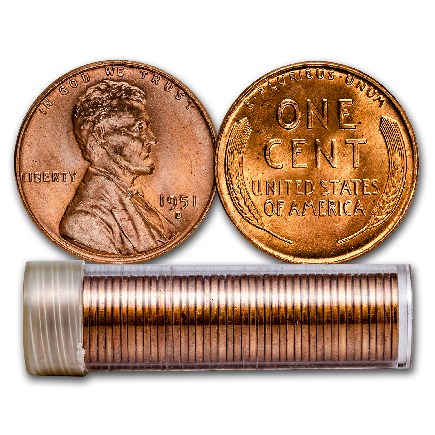 Buy 1951-D Lincoln Cent 50-Coin Roll BU